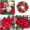 Christmas Wreath for Front Door, 24 In Pre-Lit Christmas Wreath with Faux Flower for Door Fireplace Wall Window, Indoor Outdoor Xmas Decor - 3 of 4