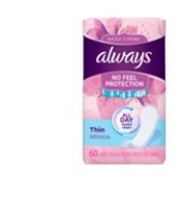  Always Incredibly Thin Active Feminine Panty Liners for Women,  Wrapped, Scented 60 Count - Pack of 4 (240 Count Total) : Health & Household
