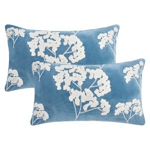REGALWOVEN Velvet Soft Decorative Plum Blossom Embroidery Pillowcases 2 Pcs - 1 of 4
