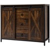 HOMCOM Industrial Farmhouse Buffet Cabinet, Kitchen Sideboard with Sliding Barn Doors, 3 Drawers and Adjustable Shelves for Living Room, Rustic Brown - image 4 of 4