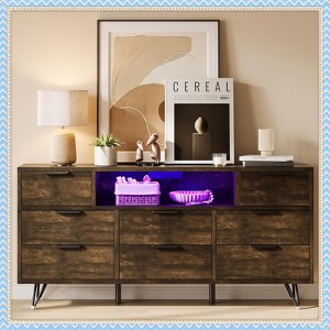 Jojoka Modern 8-Drawer Dresser TV Stand with LED Light, Power Outlets & Open Shelf – Fits 32-65" TVs for Bedroom or Living Room - 1 of 4