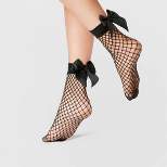 Women's Fishnet Anklet with Bow - A New Day™ Black 4-10