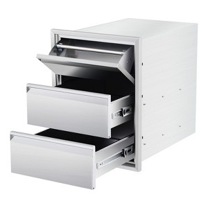 ClassyThreads 16" Stainless Steel Outdoor Kitchen Drawers - Double Storage with Paper Towel Holder - 1 of 4