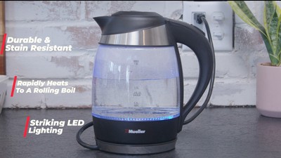 Mueller 1.8L Borosilicate Glass Electric Kettle with LED Light