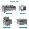 Sonkuki 6-Piece Patio Conversation Set with Swivel Rocking Chair and Side Table, Navy Blue Cushion - 3 of 4