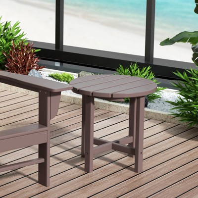 Dark Brown Poly Lumber 3-Piece Outdoor Rocking Chair Set with Round Side Table