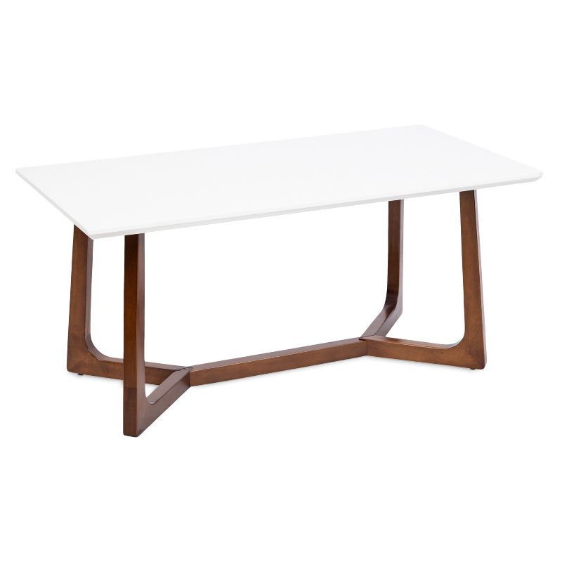 Kate and Laurel Olivant Wooden Coffee Table, 44x22x20, White and Walnut Brown, 1 of 12