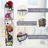 MOEPISY Ball Storage Rack with Small Bottom Ball Holder, 3 Adjustable Elastic Cords Sports Equipment Organizer, 4 Layer with mesh top - 4 of 4