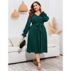 Womens Swiss Dot Maxi Dresses V Neck Flutter Long Sleeve Tie Belt A Line Flowy Long Dress - 3 of 4
