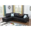 TiramisuBest Black Faux Leather L-Shaped Sectional Sofa with Storage Ottoman & Cup Holders, 2-Piece Couch for Living Room - 3 of 4