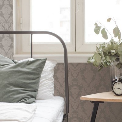 Platinum Damask Textured Peel and Stick Wallpaper Roll