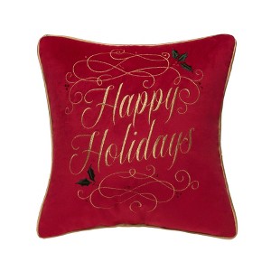 C&F Home 16" x 16" Happy Holidays Swirl Christmas Pillow - 1 of 4