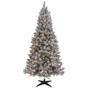 Celebrations 7-1/2 ft. Slim Incandescent 300 lights Flocked Fir Christmas Tree - 1 of 1