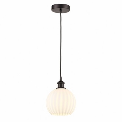 White Venetian - 1 Light Cord Hung Mini Pendant In Modern Style-10 Inches Tall and 8 Inches Wide