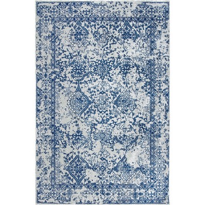 Light Blue Bosphorus Floral 10' x 14' Easy-Care Area Rug