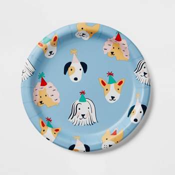 10ct Dog Print Snack Plates Blue - Spritz™