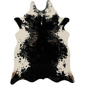 HomeStock Faux Cow Hide Black and White Salt and Pepper, Tufted and Printed, Transitional - 1 of 4
