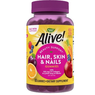 Nature's Way Alive Hair Skin Nails Gummy - Strawberry - 60ct