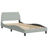 vidaXL Bed Frame with Headboard Platform Foundation Bedroom Furniture Velvet - Light Gray Twin - 2 of 4