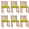 vidaXL Set of 6 Patio Chairs - Solid Teak Wood Garden Furniture with Bright Green Cushions - Weather Resistant Outdoor/Indoor Usage - Easy to Assemble - 2 of 4
