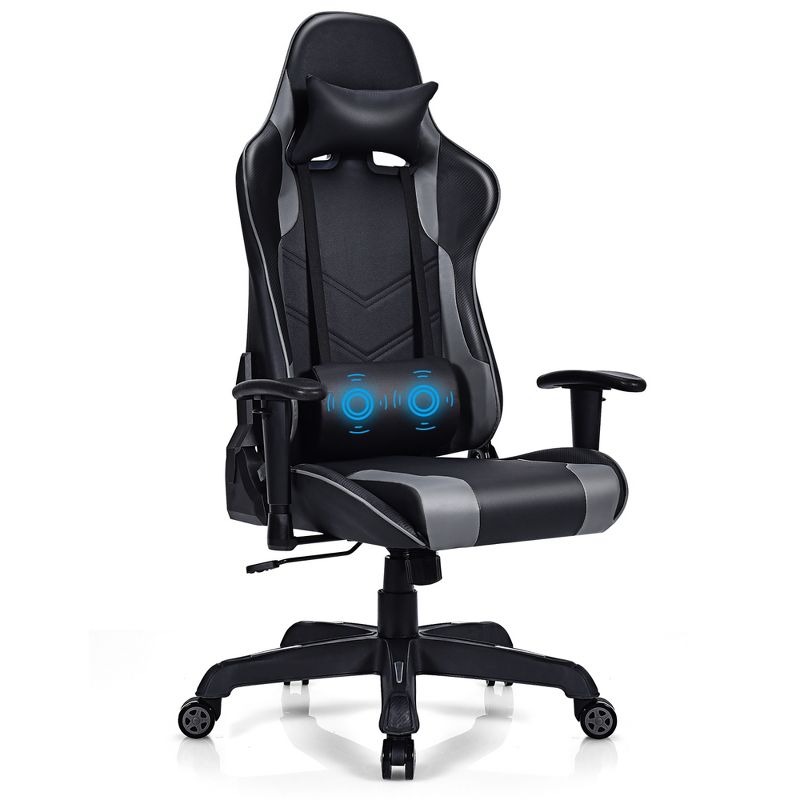 Costway Massage Gaming Chair Racing Office Computer Recliner with Lumbar Support, 1 of 10