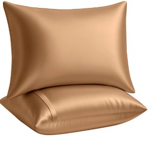 BLISSFORD Satin Pillowcase with Zipper, Satin Pillow Cases 2 Pack, Silk Pillow Cover - 1 of 4