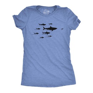 Women's Shark Hierarchy Chart T Shirt Funny Science Ocean Tee For Guys - Crazy Dog Women's T Shirt - 1 of 4