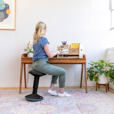 Black Adjustable Height Wobble Stool with Cushioned Seat