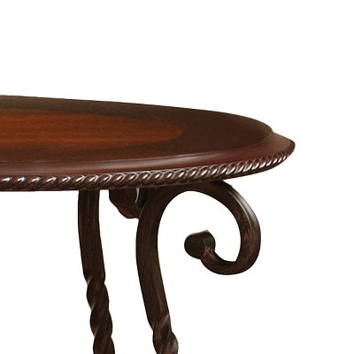 Crowley Round Cherry Wood and Metal End Table