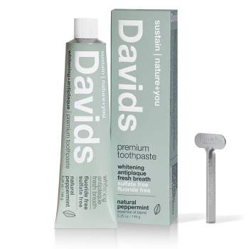 Davids Antiplaque & Whitening Fluoride-Free Premium Natural Toothpaste - Peppermint - 5.25oz