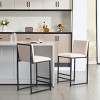 Modern Counter Height Bar Stools set of 2,Bar Stool Chair with Ivory Upholstered Linen Cushions and Minimalist Craft iron Racks Legs-Tanpinhause - 3 of 4