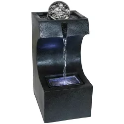 Sunnydaze Indoor Home Decorative Soothing Matrix Tabletop Water Fountain with LED Light - 12" - Black