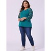 Agnes Orinda Women's Plus Size Top Raglan Floral Print V Neck 3/4 Sleeve Peasant Blouse - 3 of 4