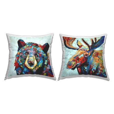 Stupell Industries Modern Vivid Wildlife Moose Bear (Set of 2)
