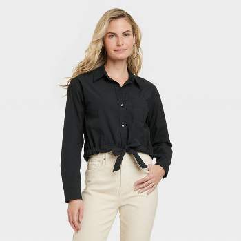 Lands' End Women's Silk Interlock Long Sleeve Crewneck Long Underwear Top -  Small - Black