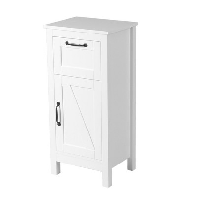 Sleek White MDF Wood Bathroom Storage Cabinet with Adjustable Shelf