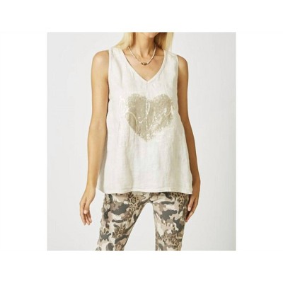 Women's Sequin Heart "Believe" Tank Top - Look Mode USA