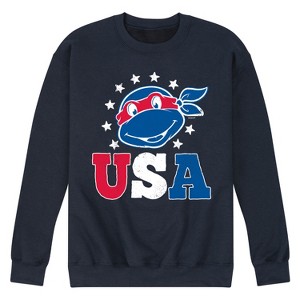 Men's - Teenage Mutant Ninja Turtles - Raphael USA Red White Blue Graphic Fleece Sweatshirt - 1 of 4