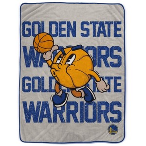 NBA Golden State Warriors 60"x80" Cartoon Basketball Ultra Cozy Blanket - 1 of 3