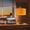 18.5" Walnut Tapered Wood Table Lamp with Velvet Drum Shade for Bedside, Living Room, Reading Corner, Café, Guest Lounge, or Hotel Room - 4 of 4