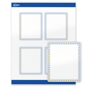 Avery 4" x 3-1/3" Labels, Gold Dots with Blue Border, 40 ct - 1 of 4