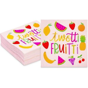 Sparkle and Bash 50 Pack Twotti Frutti Paper Napkins, 2nd Birthday Party Decorations (5 In) - 1 of 4
