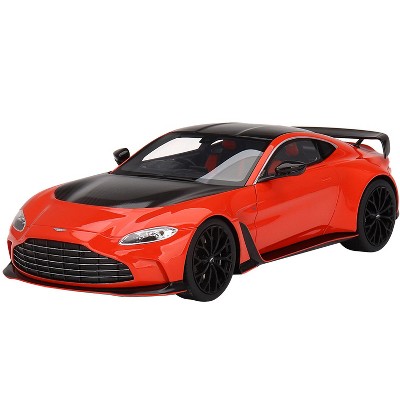 Aston Martin V12 Vantage RHD (Right Hand Drive) Scorpus Red with Black Top and Carbon Hood 1/18 Model Car by Top Speed