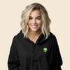 Dalix Alien Embroidered Fleece Cropped Hoodie Cold Fall Winter Women - 3 of 4
