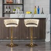 TiramisuBest Set of 2 Velvet Bar Stools with Chrome Footrest & Base, Swivel Height Adjustable Mechanical Lift, Golden Legs, Modern Navy - 3 of 4