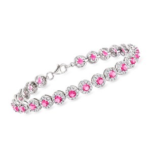 Ross-Simons Italian 3.60 ct. t.w. Simulated Pink Tourmaline Tennis Bracelet With 1.40 ct. t.w. Czs in Sterling Silver Size 7 - 1 of 2