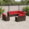 vidaXL 11 Piece Patio Sofa Set with Cushions Brown Poly Rattan - 2 of 4