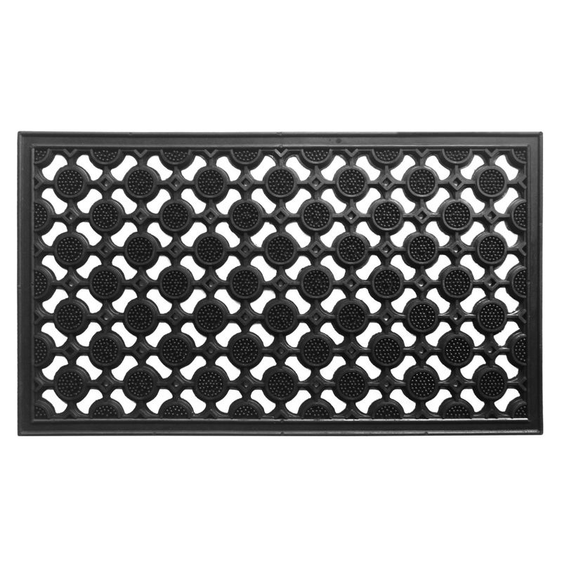 Black Heavy Geometric Trellis Outdoor Coir Doormat