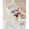 Lockable Jewelry Box with Glass Window, White with 8 Ring Slots, 12 Earring Studs, 4 Necklaces Slots, and 2 Large Drawers - 4 of 4