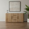 HomeRoots 63" Brown And White Solid Wood And Marble Ribbed Texture Sideboard with Two Doors - 2 of 4